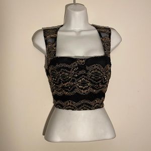 Black & gold crop-top